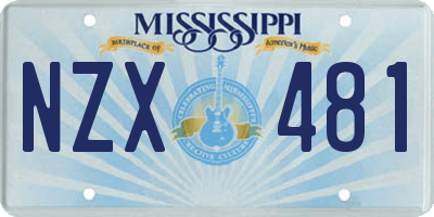 MS license plate NZX481