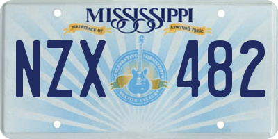 MS license plate NZX482