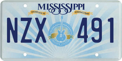 MS license plate NZX491