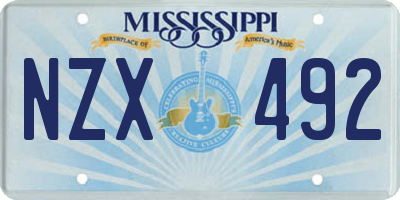 MS license plate NZX492