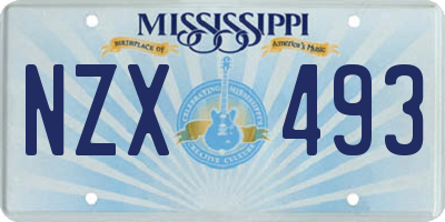 MS license plate NZX493