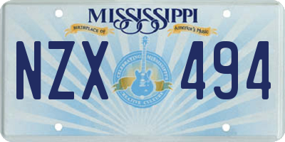 MS license plate NZX494