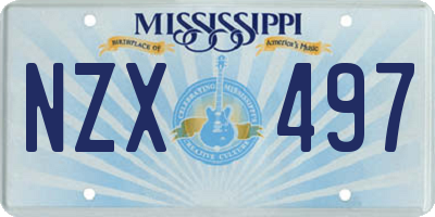 MS license plate NZX497