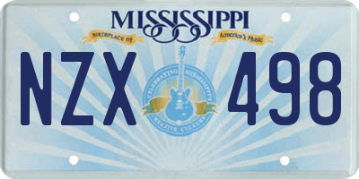 MS license plate NZX498
