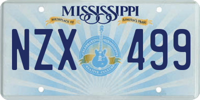 MS license plate NZX499