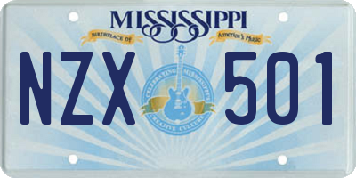 MS license plate NZX501
