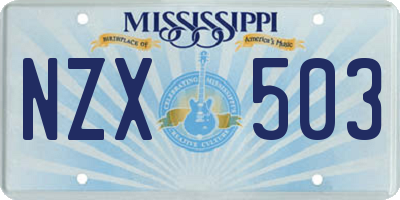 MS license plate NZX503