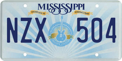 MS license plate NZX504