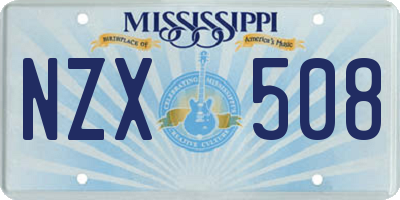 MS license plate NZX508