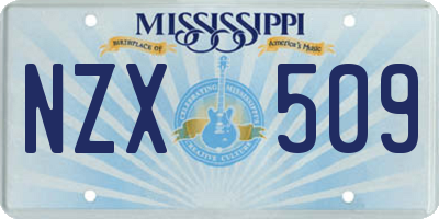 MS license plate NZX509