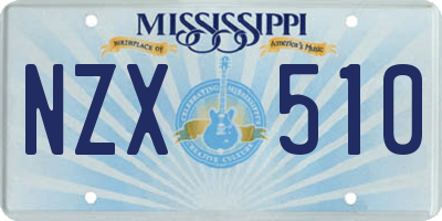 MS license plate NZX510