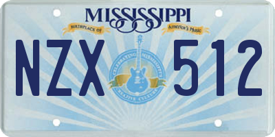 MS license plate NZX512