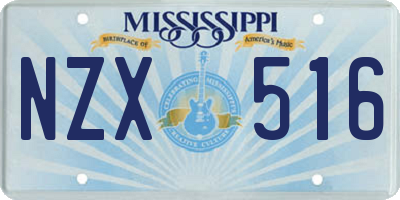 MS license plate NZX516