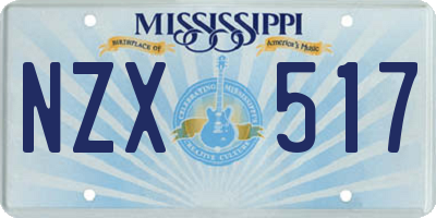 MS license plate NZX517