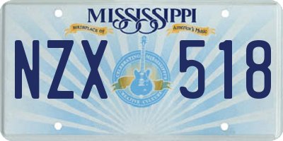 MS license plate NZX518