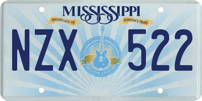 MS license plate NZX522