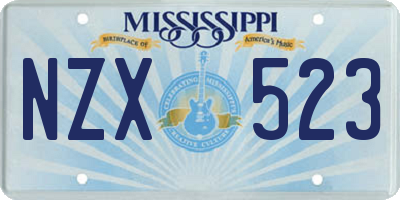 MS license plate NZX523