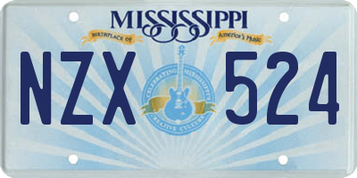 MS license plate NZX524