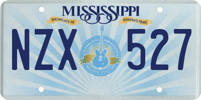 MS license plate NZX527