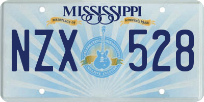 MS license plate NZX528