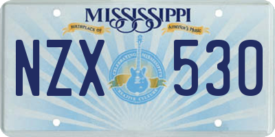 MS license plate NZX530