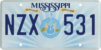 MS license plate NZX531