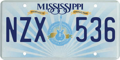 MS license plate NZX536