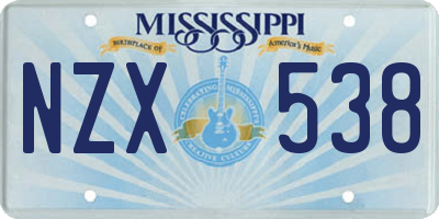 MS license plate NZX538