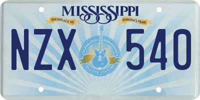 MS license plate NZX540