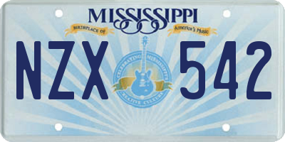 MS license plate NZX542