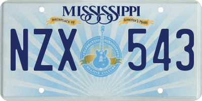 MS license plate NZX543