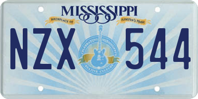 MS license plate NZX544