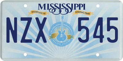 MS license plate NZX545