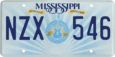 MS license plate NZX546