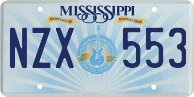 MS license plate NZX553