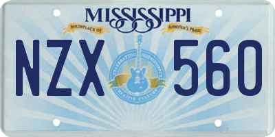 MS license plate NZX560