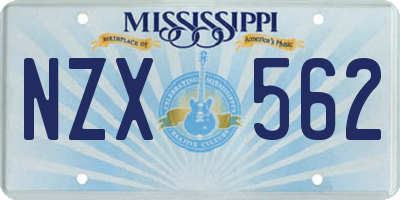 MS license plate NZX562
