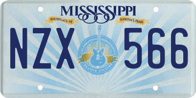 MS license plate NZX566