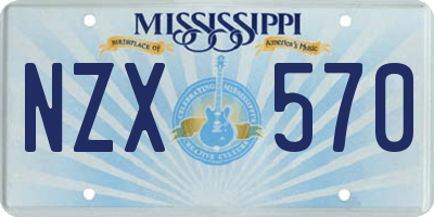 MS license plate NZX570