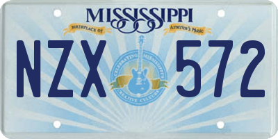 MS license plate NZX572
