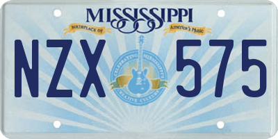 MS license plate NZX575