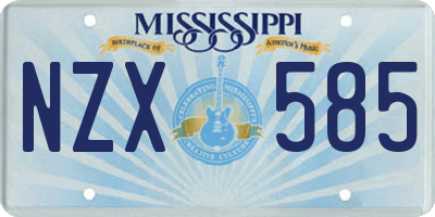 MS license plate NZX585