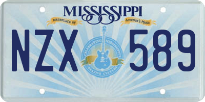 MS license plate NZX589