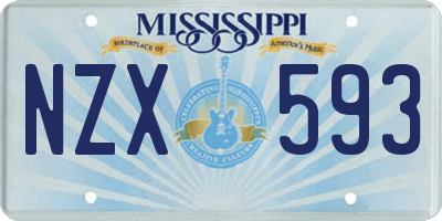 MS license plate NZX593