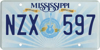MS license plate NZX597