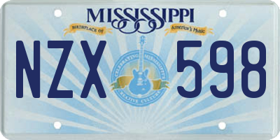 MS license plate NZX598