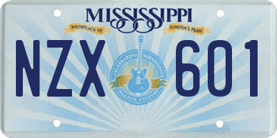 MS license plate NZX601