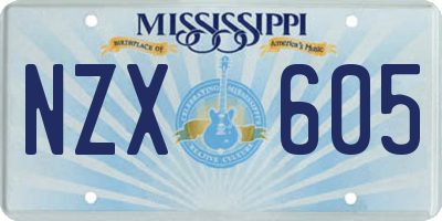 MS license plate NZX605