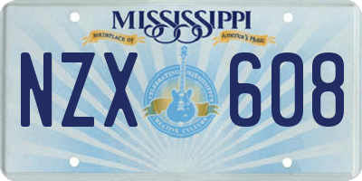 MS license plate NZX608