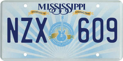 MS license plate NZX609